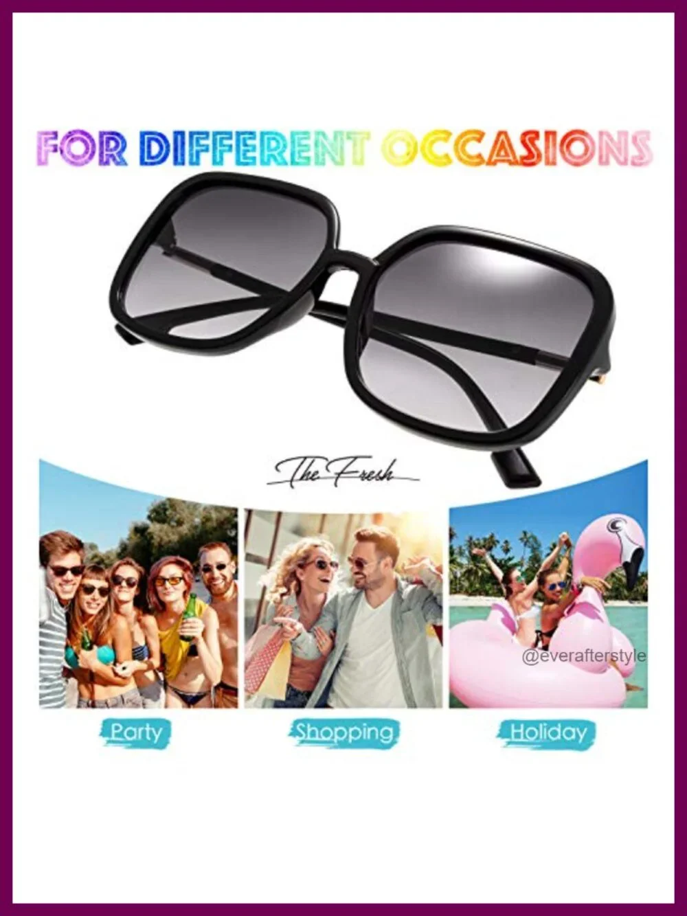 Women's Oversized Square Jackie O Cat Eye Hybrid Butterfly Sunglasses